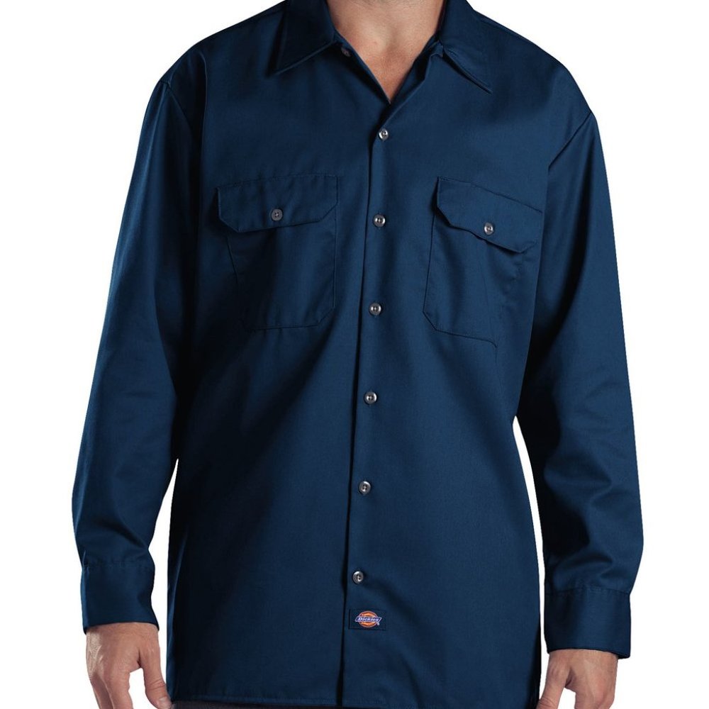 Dickies 574 Long Sleeve Traditional Button Front Uniform Work Shirt 3XL Navy